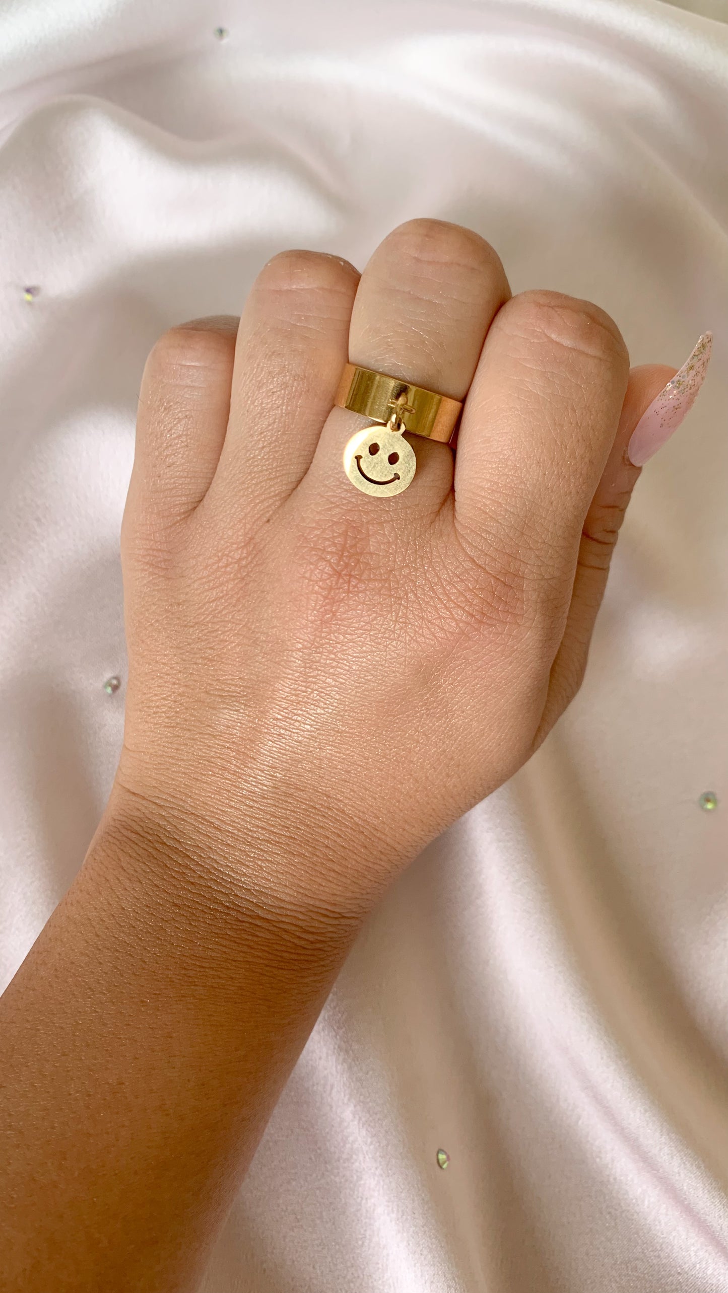 SMILEY | Bague breloque en acier inoxydable