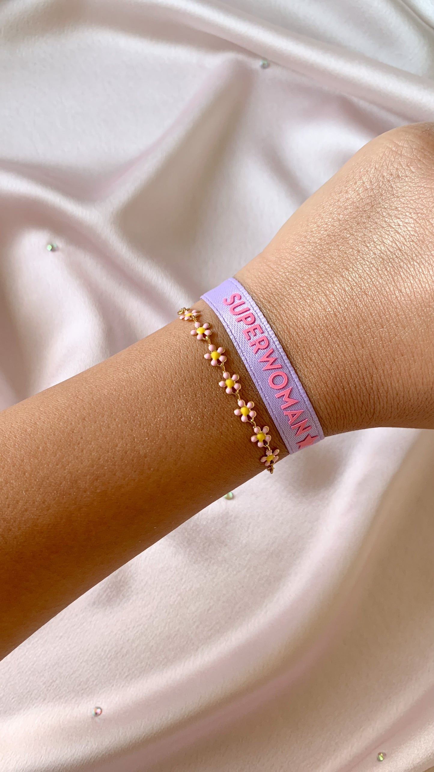 SUPERWOMAN | Bracelet en tissu et en acier inoxydable