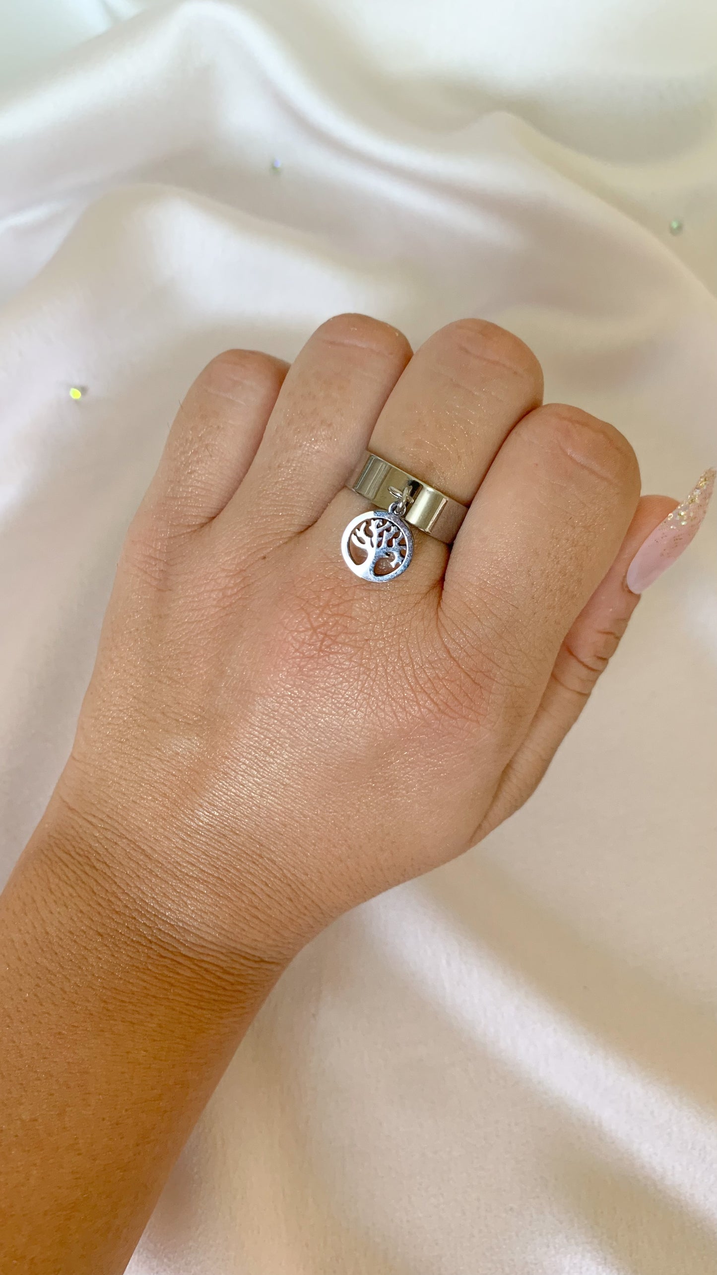 ARBRE DE VIE | Bague breloque en acier inoxydable