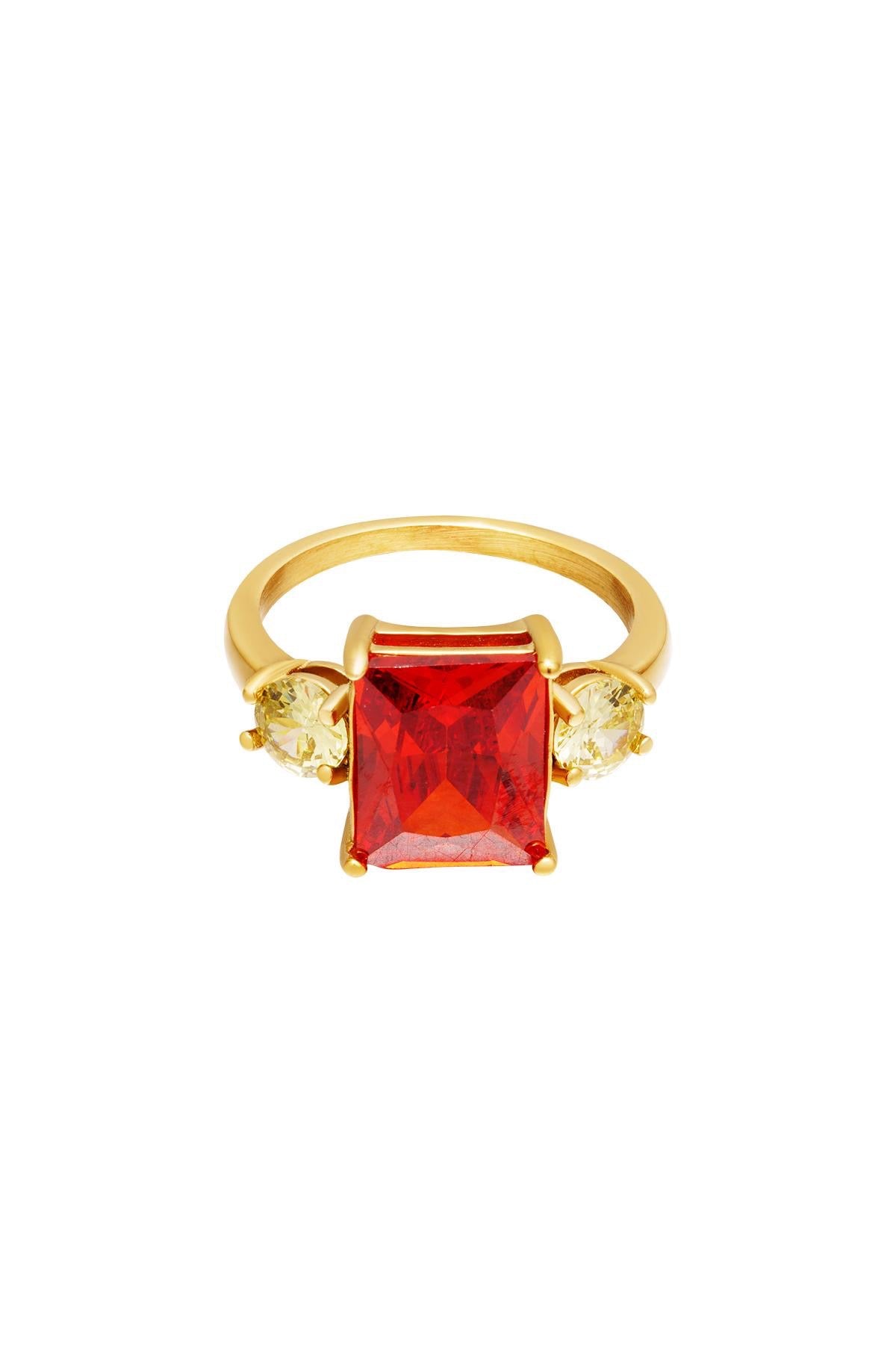 KYLIE RED | Bague en acier inoxydable et zircon